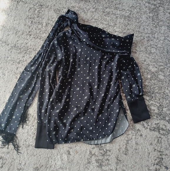 MONSE Long Sleeve Tie Neck Fringe - Picture 15 of 17